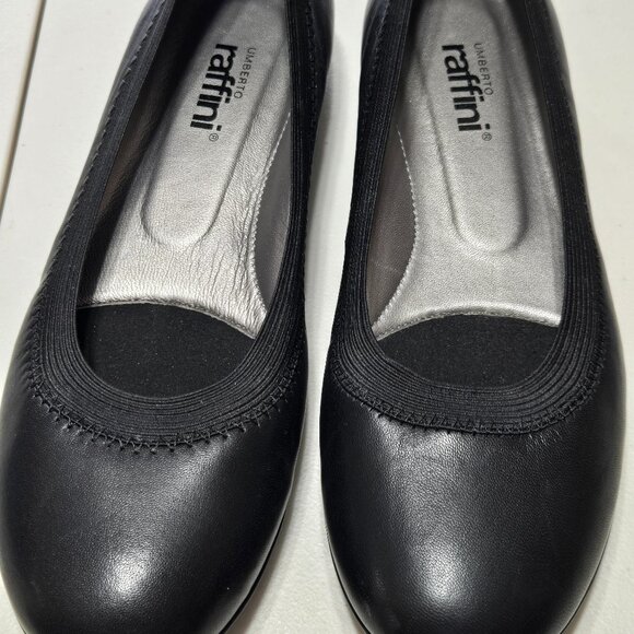 Umberto Raffini Black Flats with Elastic Trim - Picture 1 of 7